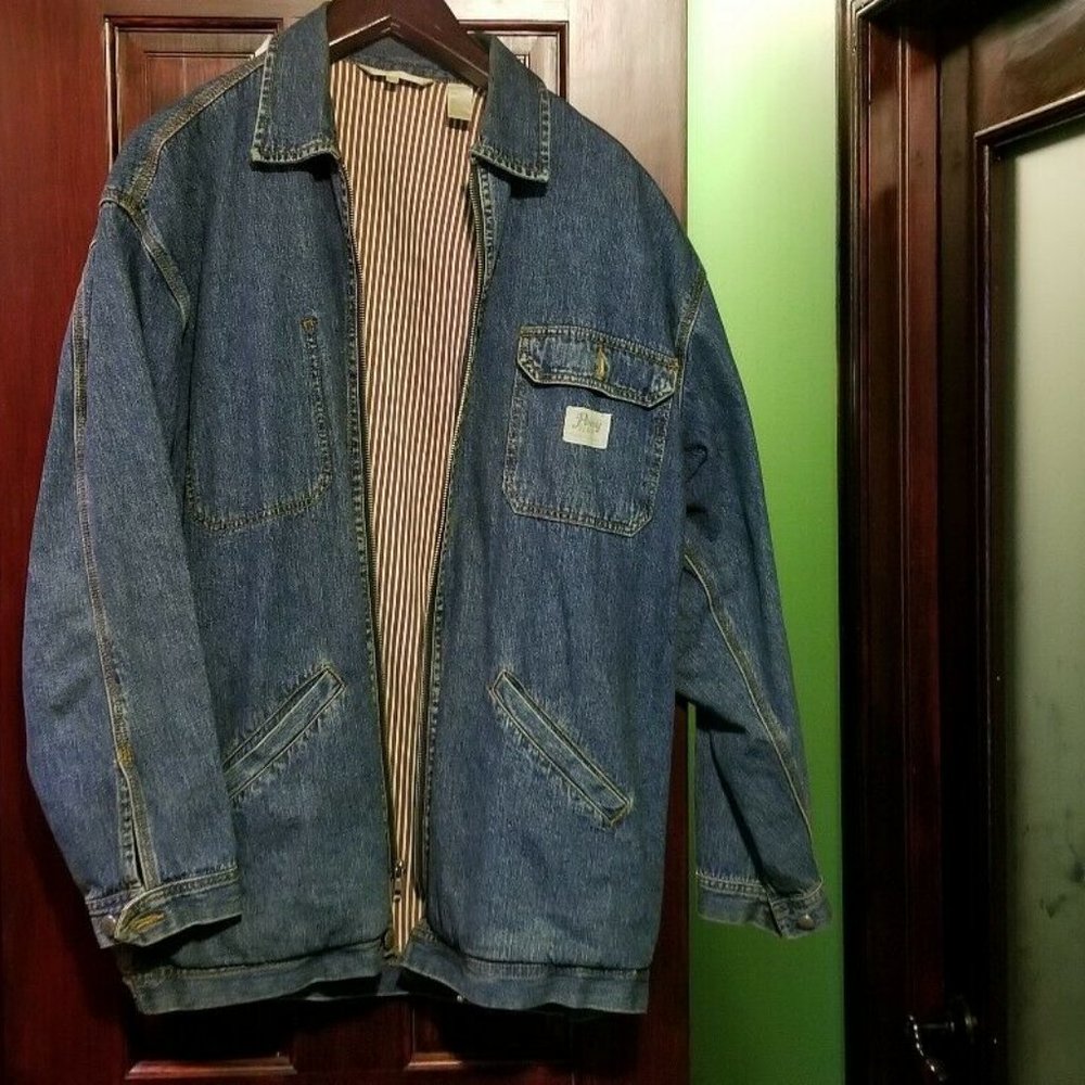 Perry Ellis Men's 3/4 Embroidered Denim Jacket